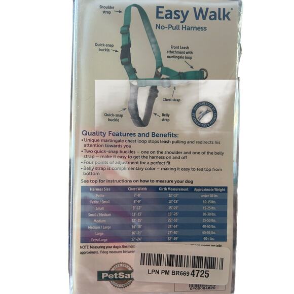 PetSafe Easy Walk Sz Small No-Pull Dog Harness Teal/grey NEW - Picture 3 of 3